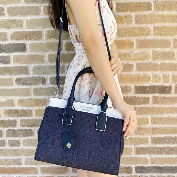 NWT Kate Spade cameron denim colorblock satchel - Picture 5 of 5